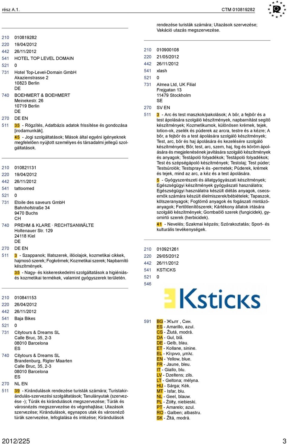 26 1719 Berlin EN 35 - Rögzítés, Adatbázis adatok frissítése és gondozása [irodamunkák].