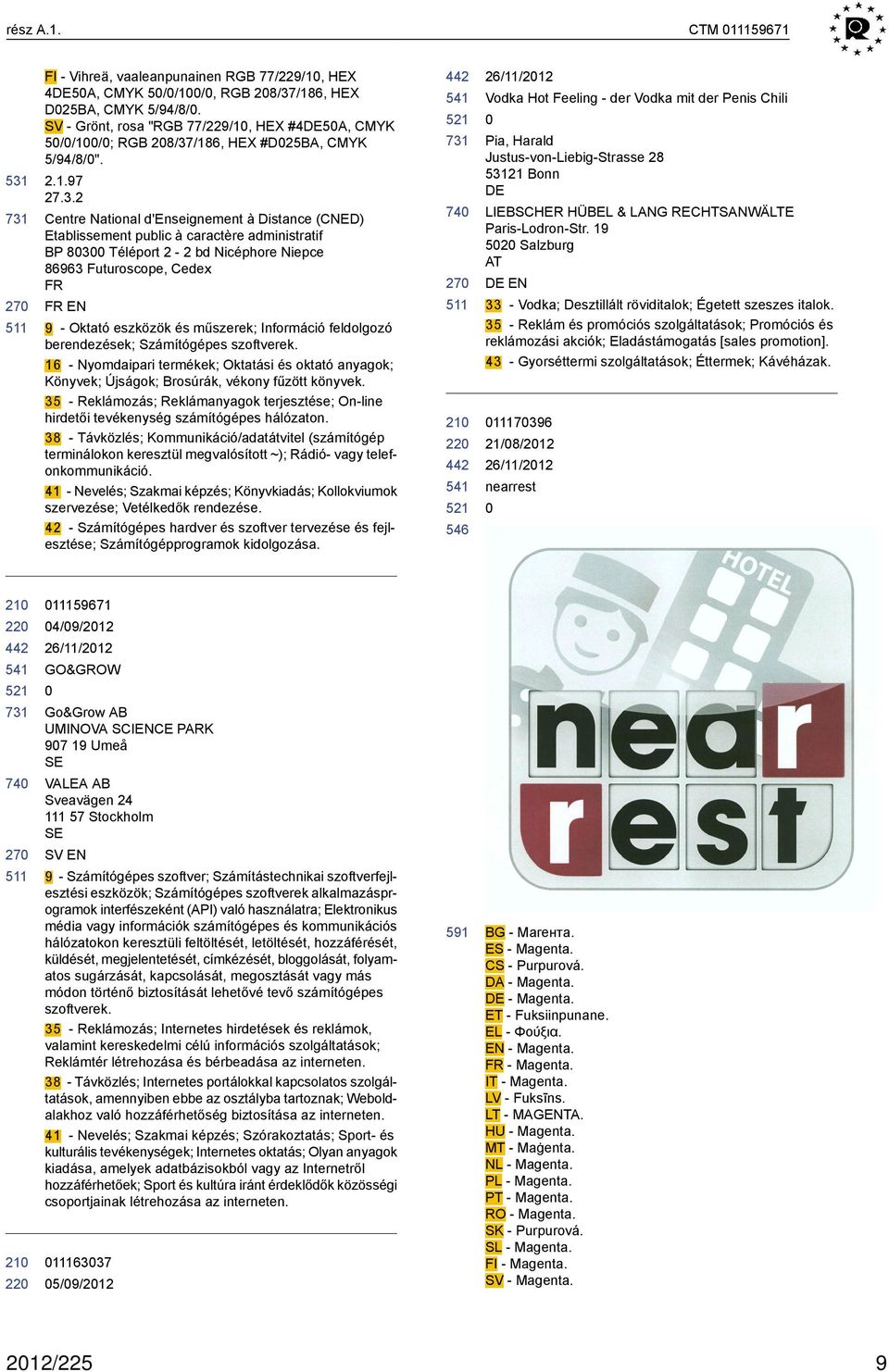 /, HEX #D25BA, CMYK 5/94/8/". 2.1.97 27.3.