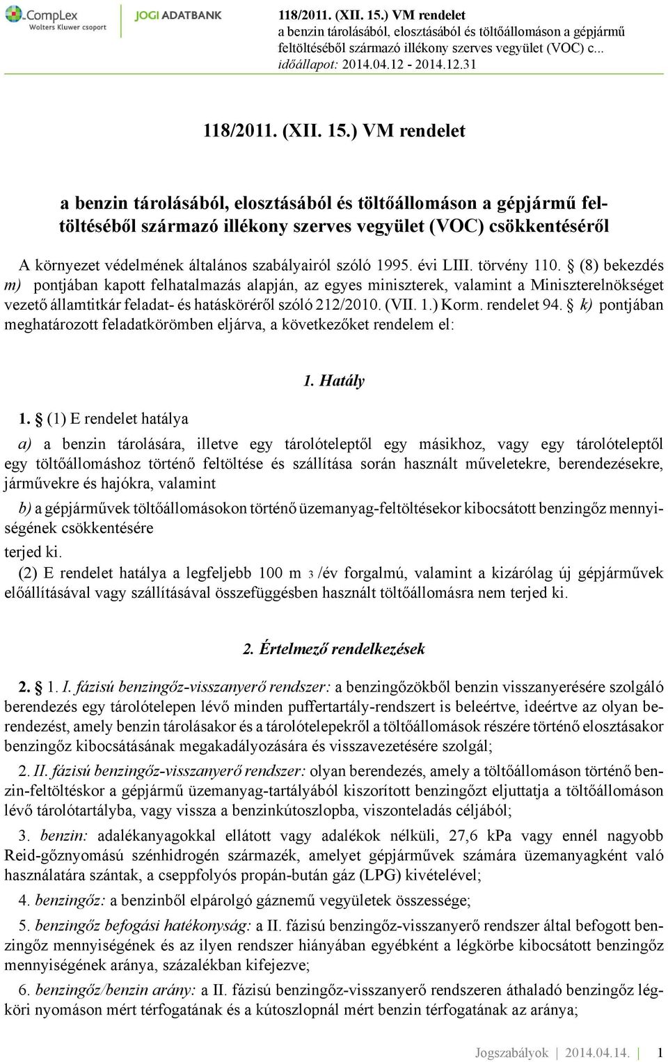 118/2011. (XII. 15.) VM rendelet - PDF Ingyenes letöltés
