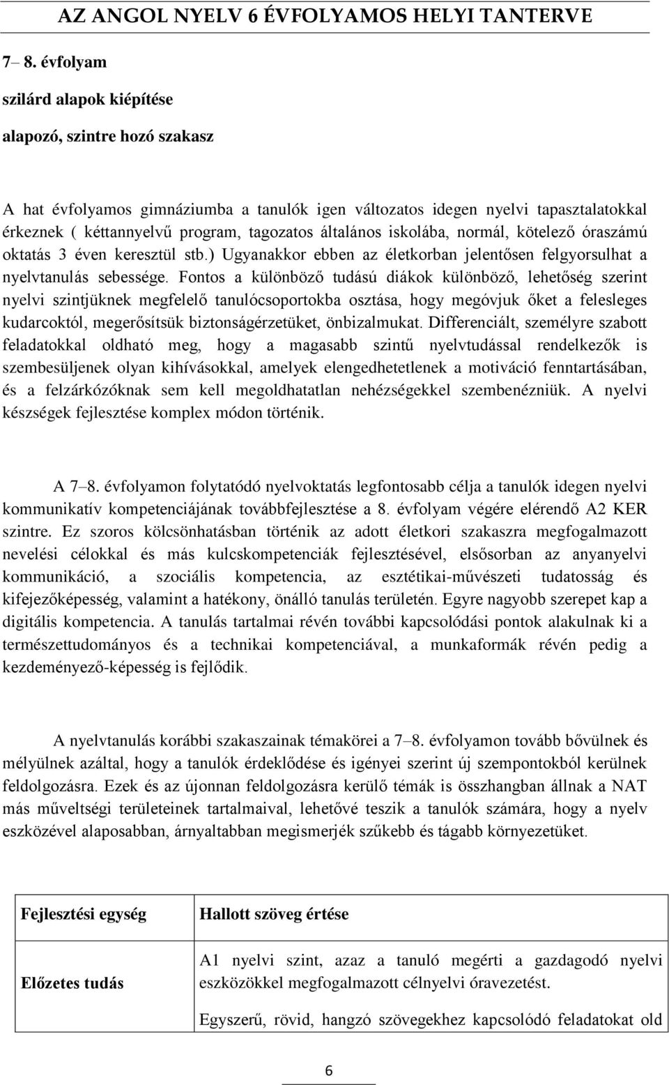 Fontos a különböző tudású diákok különböző, lehetőség szerint nyelvi szintjüknek megfelelő tanulócsoportokba osztása, hogy megóvjuk őket a felesleges kudarcoktól, megerősítsük biztonságérzetüket,