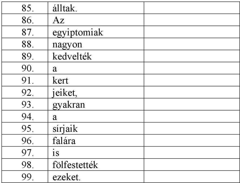 jeiket, 93. gyakran 94. a 95. sírjaik 96.