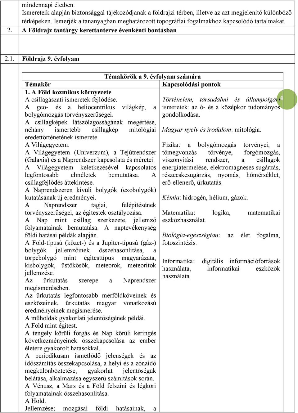 A Föld kozmikus környezete A csillagászati ismeretek fejlődése. A geo- és a heliocentrikus világkép, a bolygómozgás törvényszerűségei.