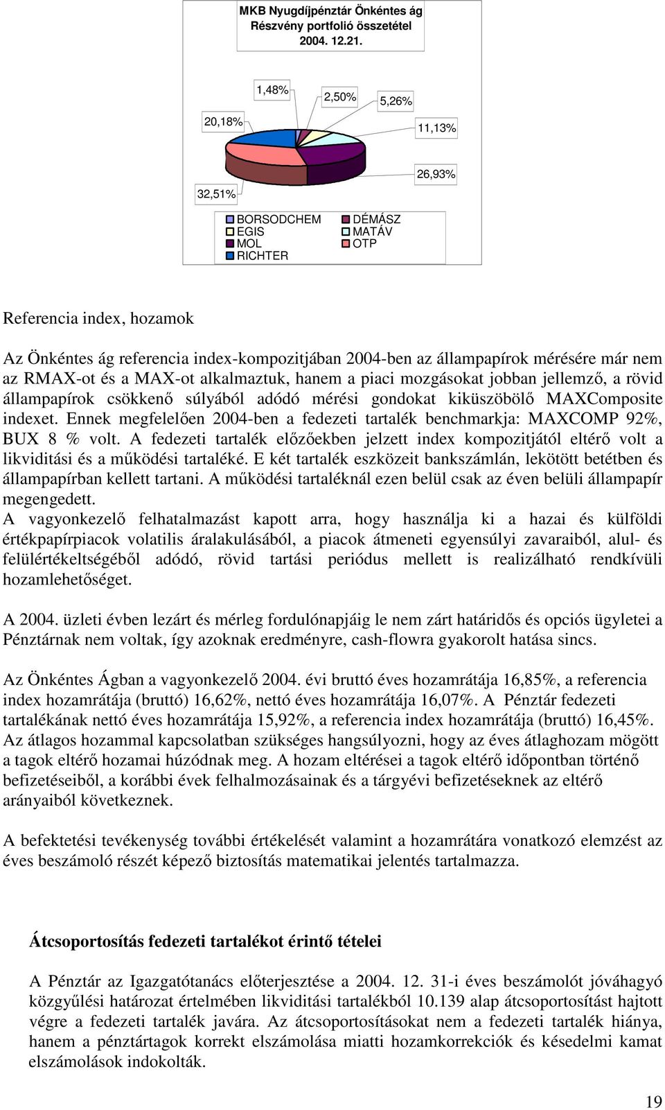 nem az RMAX-ot és a MAX-ot alkalmaztuk, hanem a piaci mozgásokat jobban jellemz, a rövid állampapírok csökken súlyából adódó mérési gondokat kiküszöböl MAXComposite indexet.