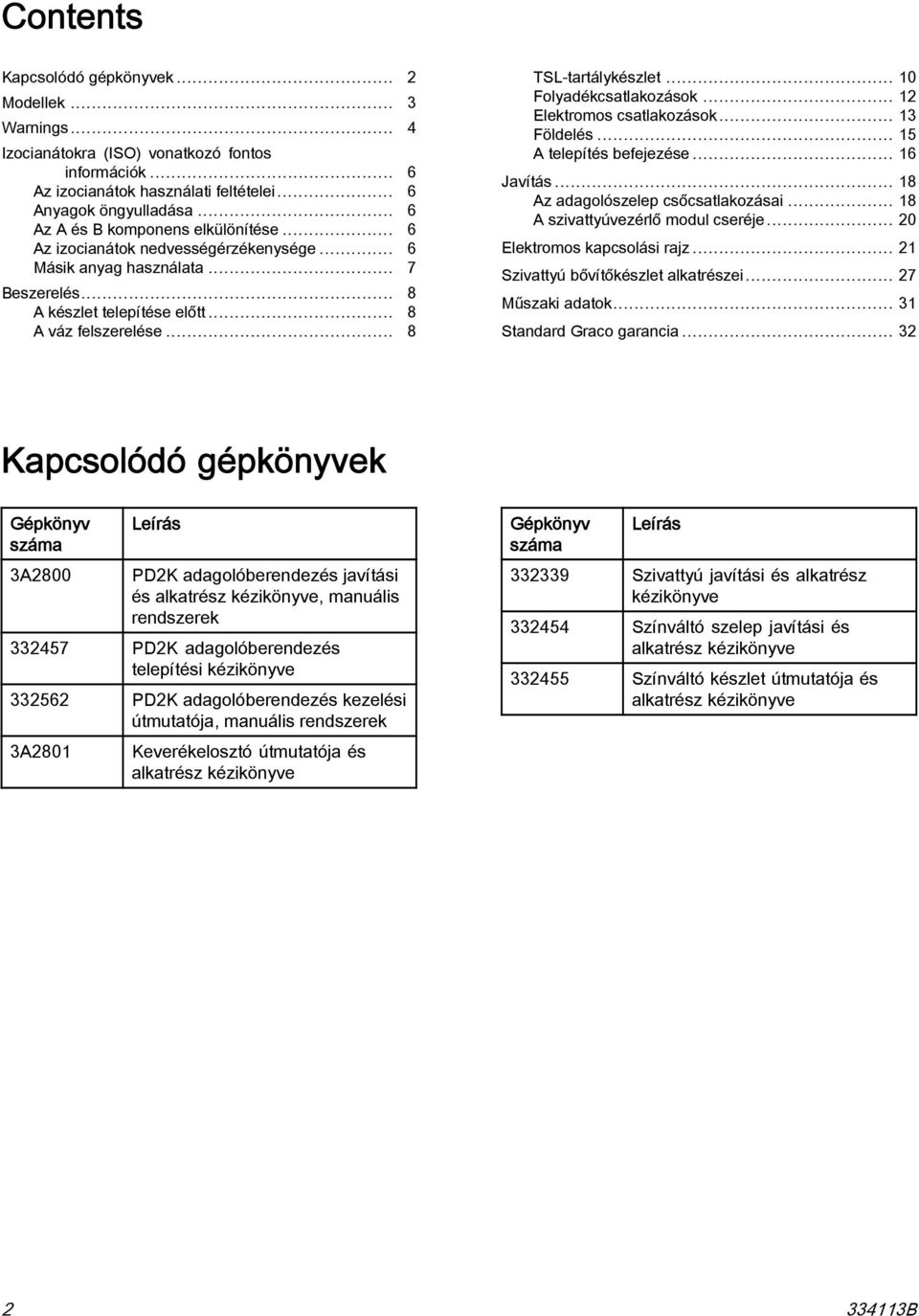 .. 0 Folyadékcsatlakozások... Elektromos csatlakozások... Földelés... A telepítés befejezése... Javítás... 8 Az adagolószelep csőcsatlakozásai... 8 A szivattyúvezérlő modul cseréje.