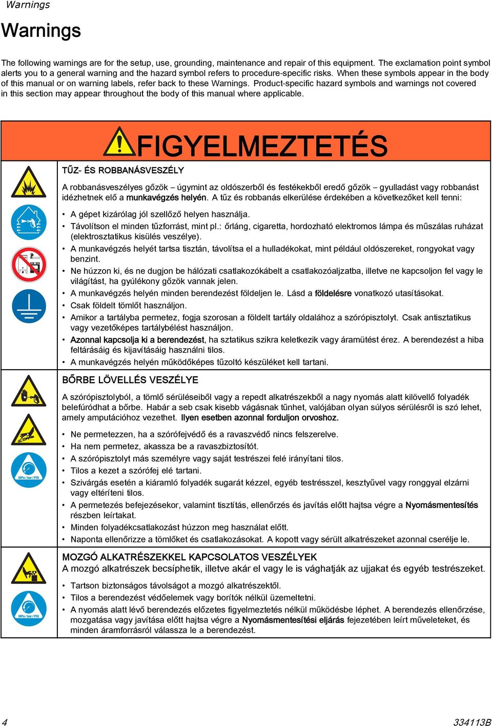 When these symbols appear in the body of this manual or on warning labels, refer back to these Warnings.