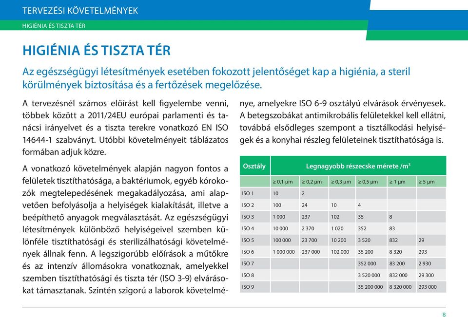 Utóbbi követelményeit táblázatos formában adjuk közre.