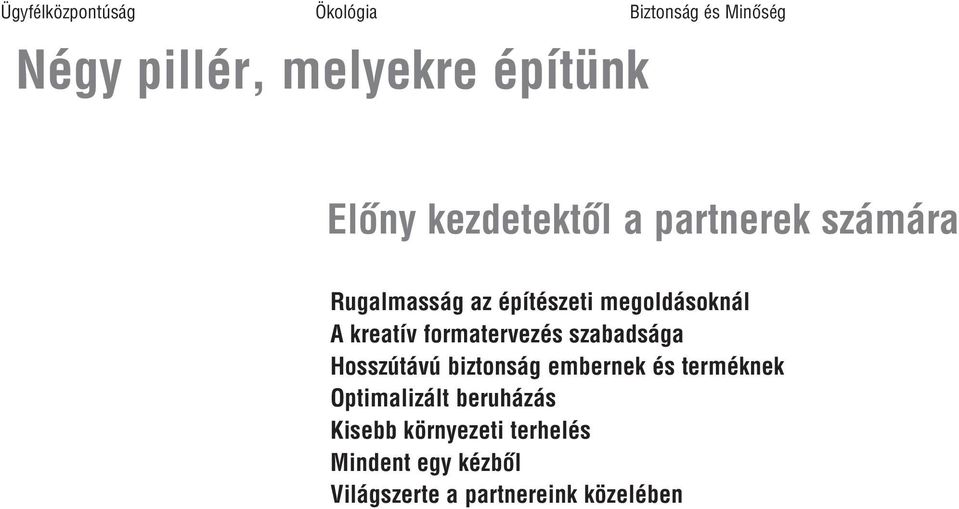 formatervezés szabadsága Hosszútávú biztonság embernek és terméknek Optimalizált