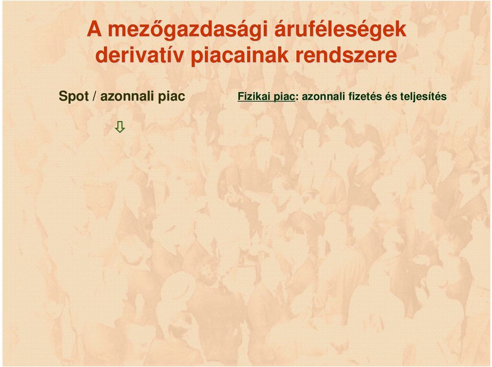 rendszere Spot / azonnali piac
