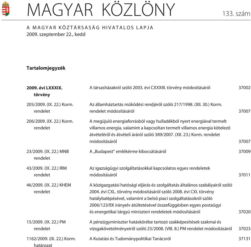 törvény módosításáról 37002 Az államháztartás mûködési rendjérõl szóló 217/1998. (XII. 30.) Korm.