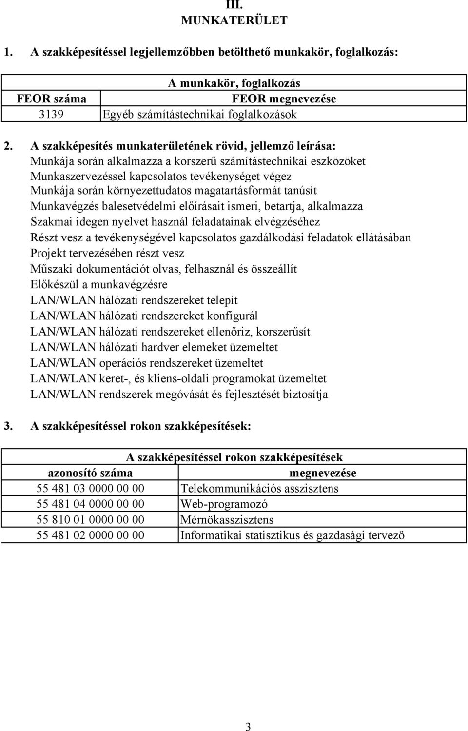 A szakképesítés munkaterületének rövid, jellemző leírása: Munkája során alkalmazza a korszerű számítástechnikai eszközöket Munkaszervezéssel kapcsolatos tevékenységet végez Munkája során