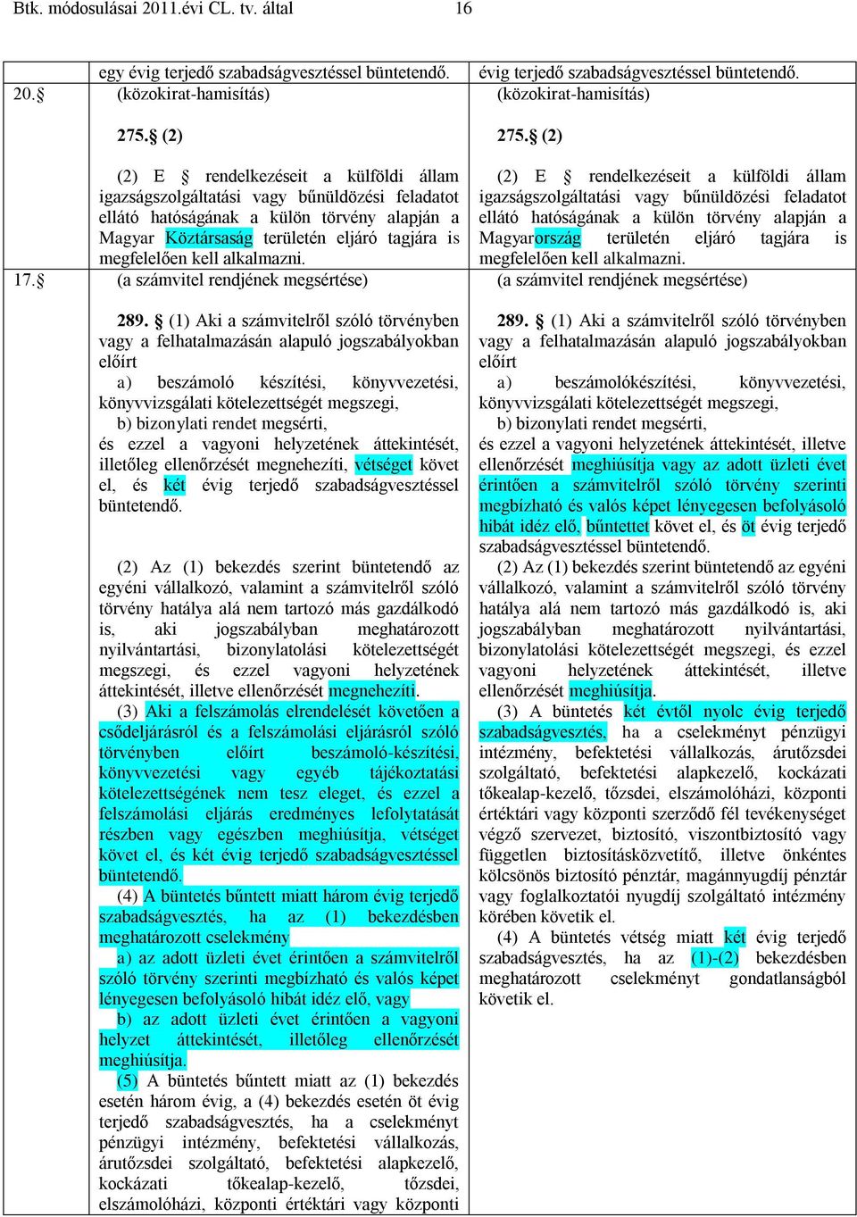 alkalmazni. 17. (a számvitel rendjének megsértése) 289.