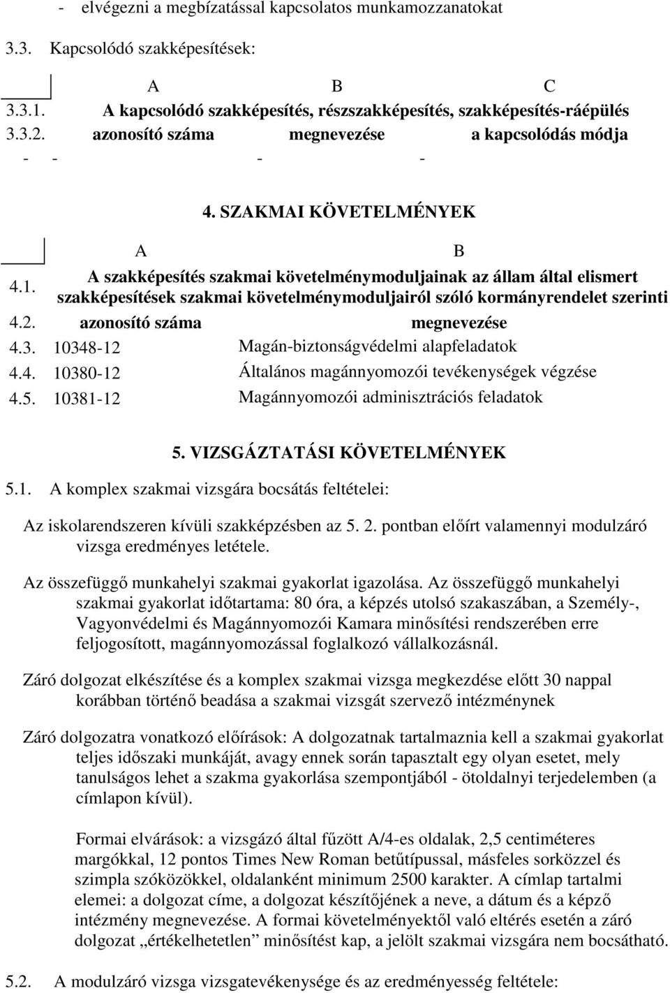 A szakképesítés szakmai követelménymoduljainak az állam által elismert szakképesítések szakmai követelménymoduljairól szóló kormányrendelet szerinti 4.2. azonosító száma megnevezése 4.3.