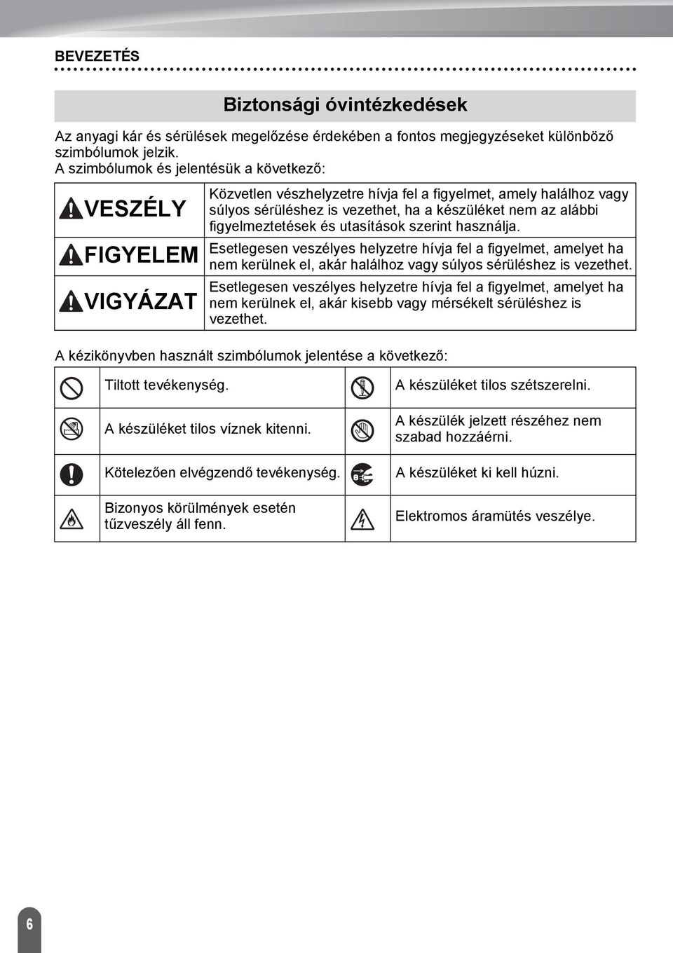 figyelmeztetések és utasítások szerint használja. Esetlegesen veszélyes helyzetre hívja fel a figyelmet, amelyet ha nem kerülnek el, akár halálhoz vagy súlyos sérüléshez is vezethet.