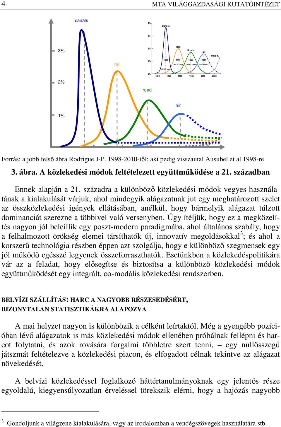 századra a különbözı közlekedési módok vegyes használatának a kialakulását várjuk, ahol mindegyik alágazatnak jut egy meghatározott szelet az összközlekedési igények ellátásában, anélkül, hogy
