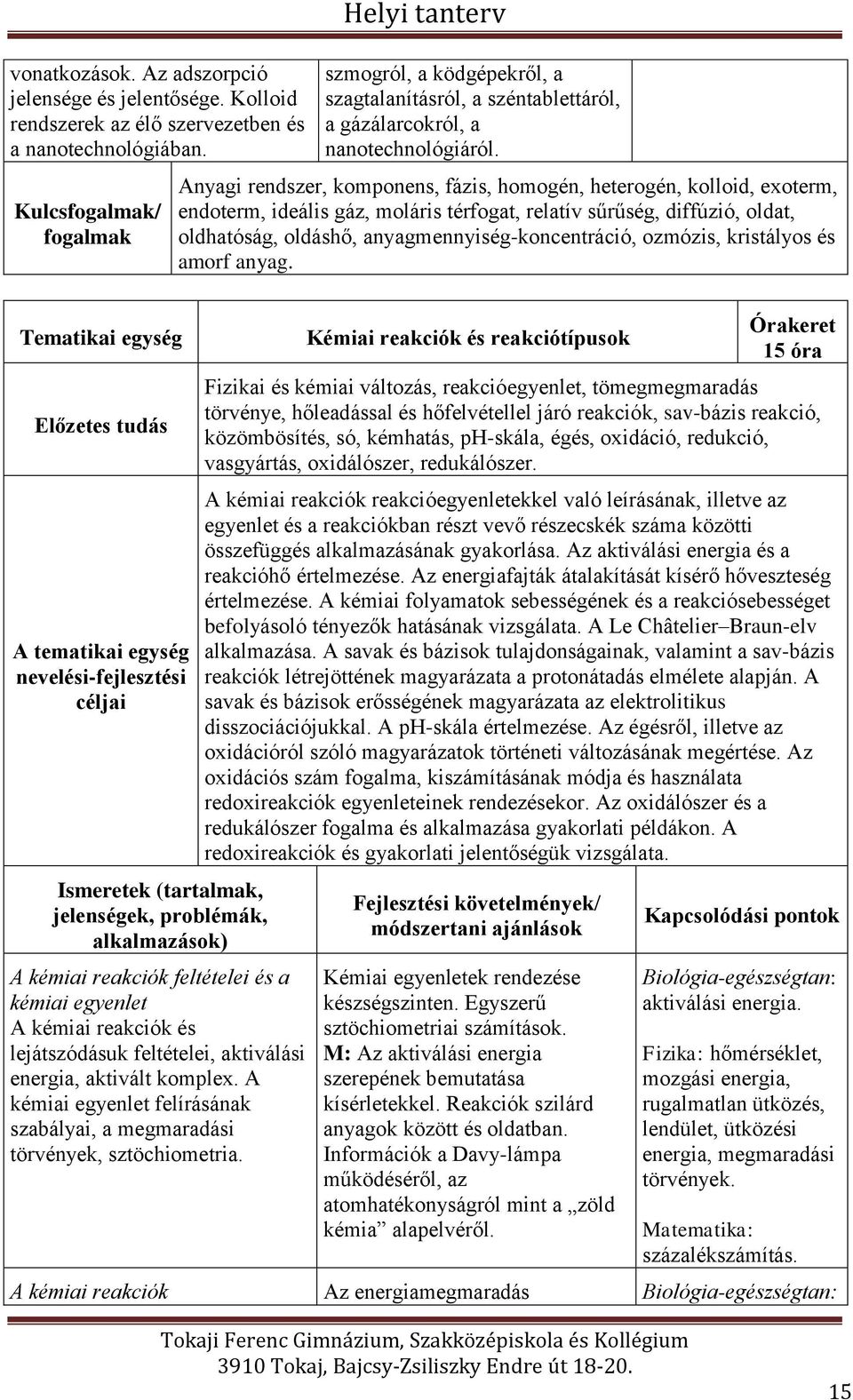 Anyagi rendszer, komponens, fázis, homogén, heterogén, kolloid, exoterm, endoterm, ideális gáz, moláris térfogat, relatív sűrűség, diffúzió, oldat, oldhatóság, oldáshő, anyagmennyiség-koncentráció,