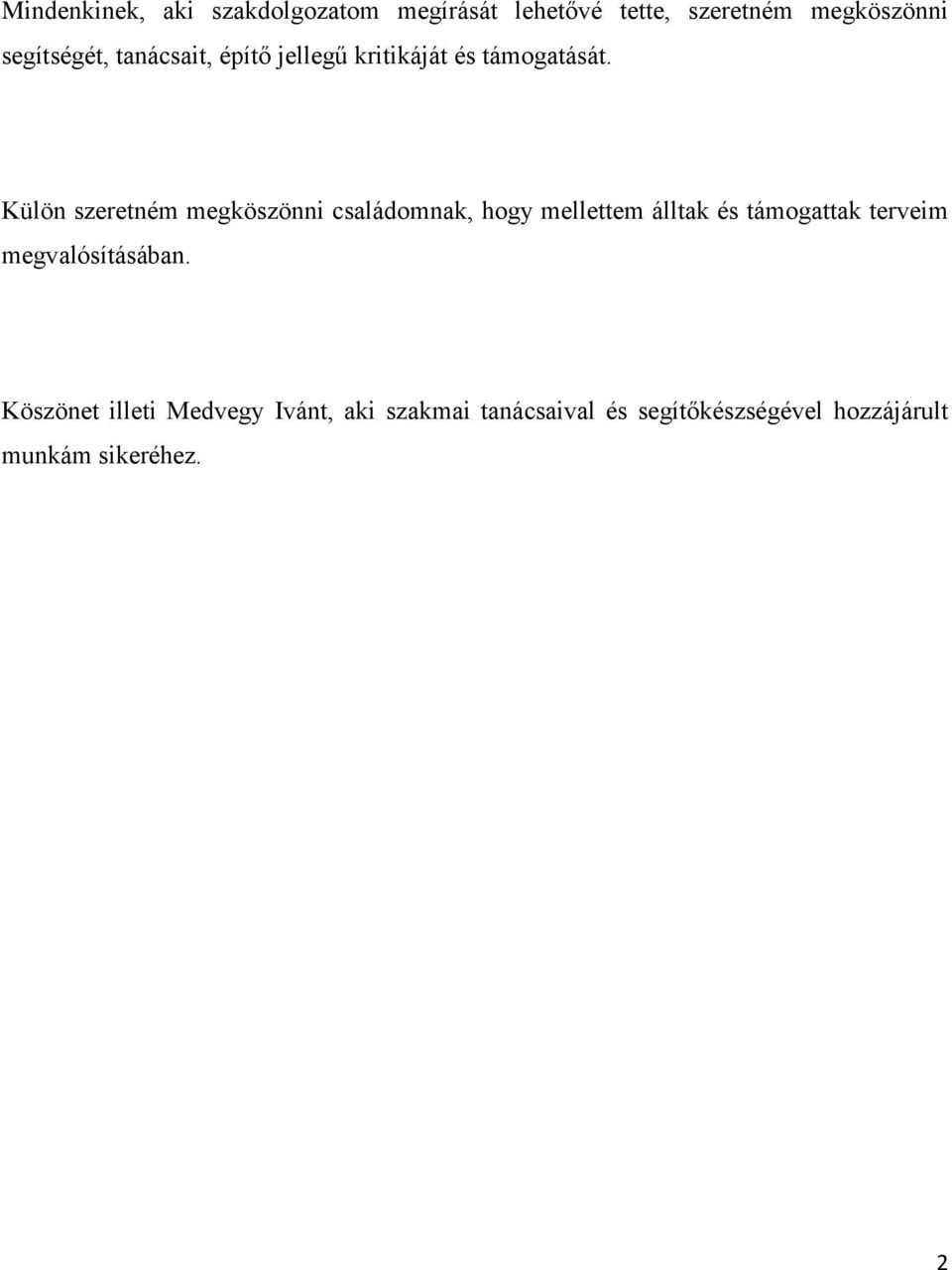 Külön szeretném megköszönni családomnak, hogy mellettem álltak és támogattak terveim