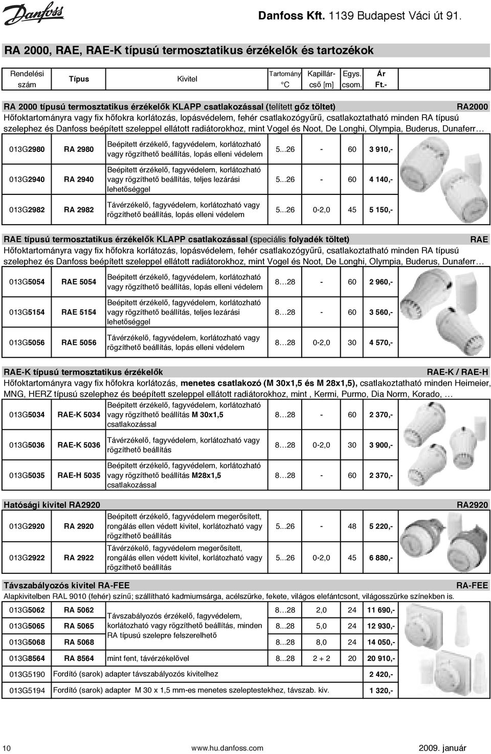 Ár és csavarzatok RA 2982beépített szelepes radiát Típus Kivitel szám Összefoglaló C cs! táblázat [m] gyártók csom. szerint Ft.