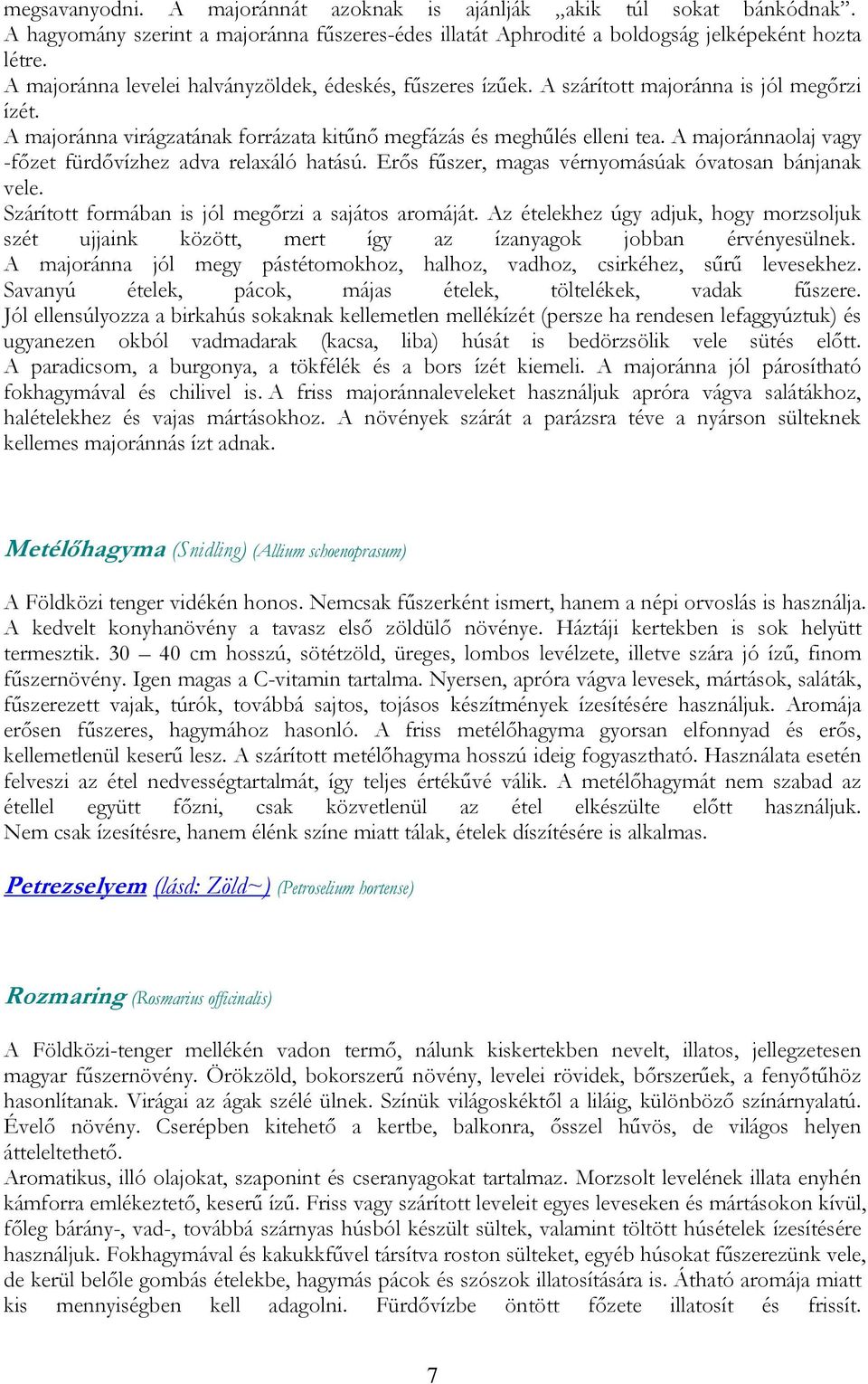 Fűszerek I. Zöldfűszerek, levélfűszerek - PDF Ingyenes letöltés