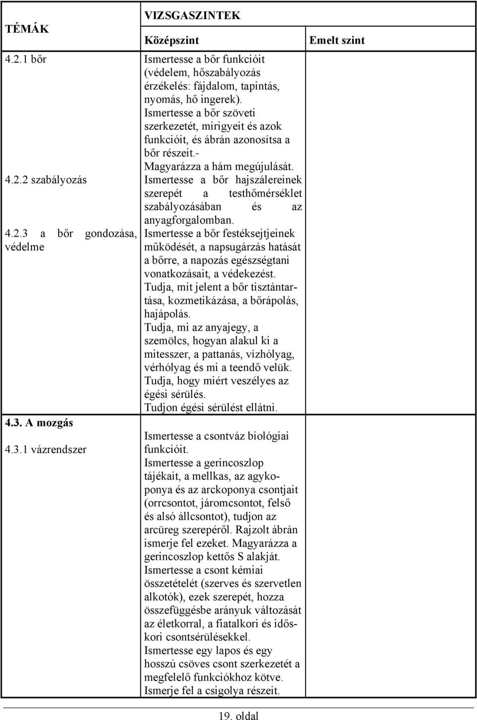 2 szabályozás Ismertesse a bőr hajszálereinek szerepét a testhőmérséklet szabályozásában és az anyagforgalomban. 4.2.3 