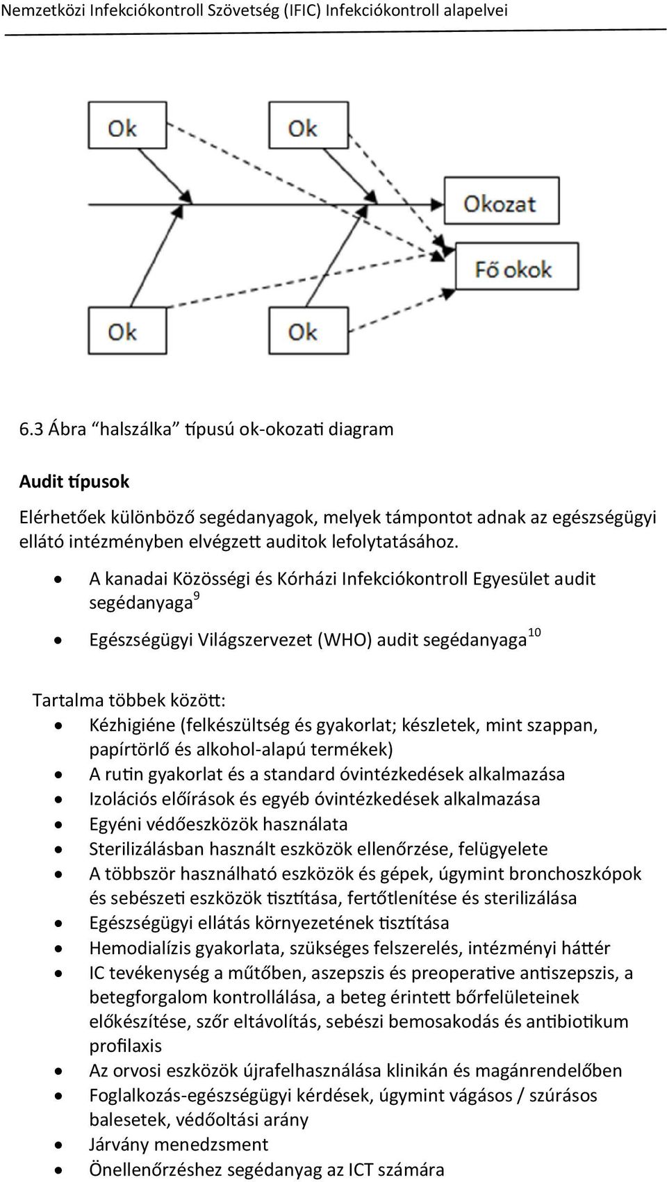 A kanadai Közösségi és Kórházi Infekciókontroll Egyesület audit segédanyaga 9 Egészségügyi Világszervezet (WHO) audit segédanyaga 10 Tartalma többek között: Kézhigiéne (felkészültség és gyakorlat;