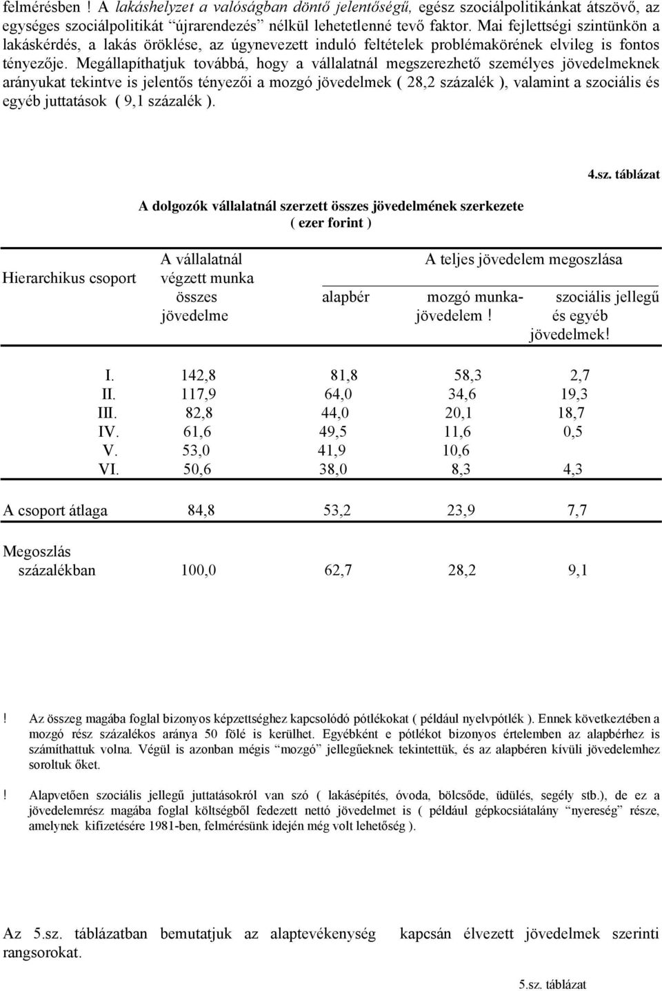 Megállapíthatjuk továbbá, hogy a vállalatnál megszerezhető személyes jövedelmeknek arányukat tekintve is jelentős tényezői a mozgó jövedelmek ( 28,2 százalék ), valamint a szociális és egyéb