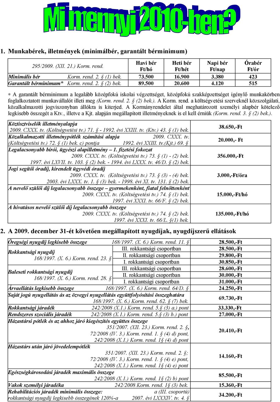 120 515 A garantált bérminimum a legalább középfokú iskolai végzettséget, középfokú szakképzettséget igénylő munkakörben foglalkoztatott munkavállalót illeti meg (Korm. rend. 2. (2) bek.). A Korm.