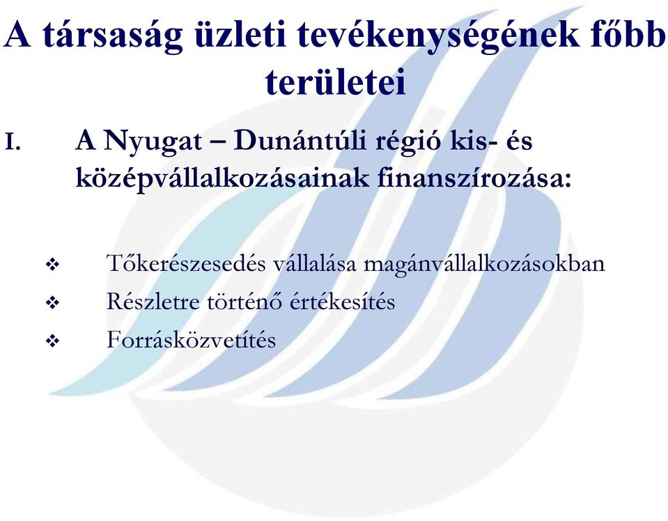 középvállalkozásainak finanszírozása: Tőkerészesedés