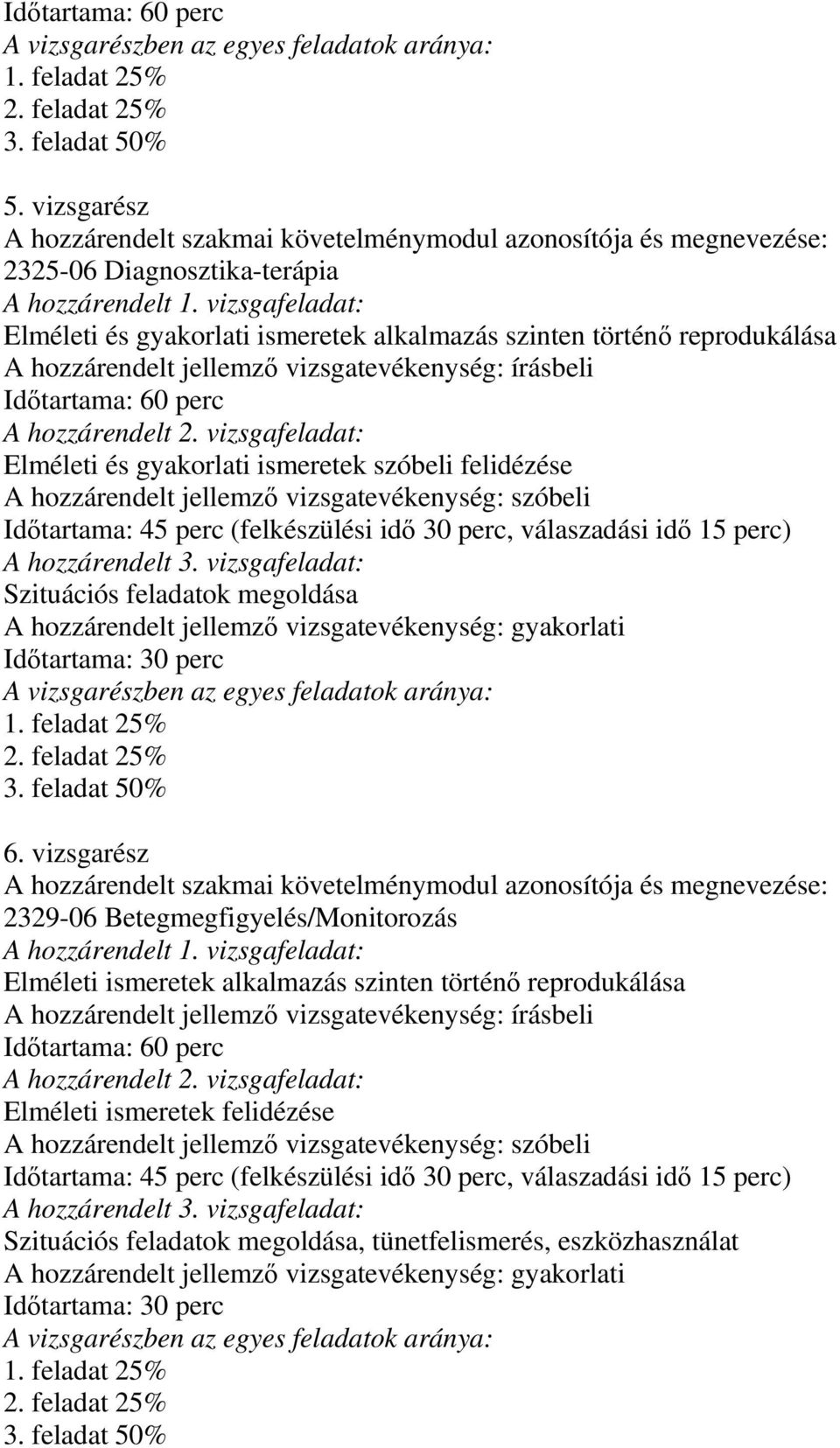 vizsgafeladat: Elméleti és gyakorlati ismeretek alkalmazás szinten történı reprodukálása írásbeli Idıtartama: 60 perc A hozzárendelt 2.