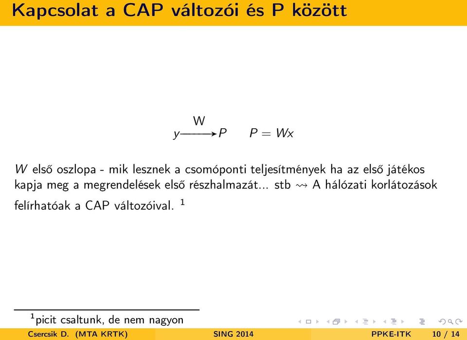 első részhalmazát... stb A hálózati korlátozások felírhatóak a CAP változóival.