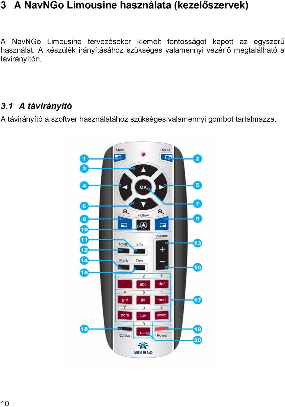 A készülék irányításához szükséges valamennyi vezérlő megtalálható a