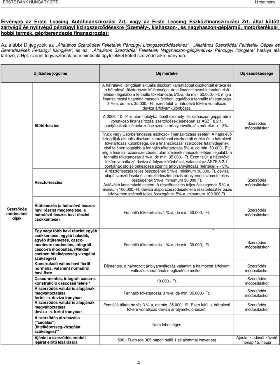 Feltételek Pénzügyi Lízingekhez, Általános i Feltételek Gépek és Berendezések Pénzügyi lízingjére, és az Általános i Feltételek Nagyhaszon-gépjárművek Pénzügyi lízingjére hatálya alá tartozó, a Hpt.