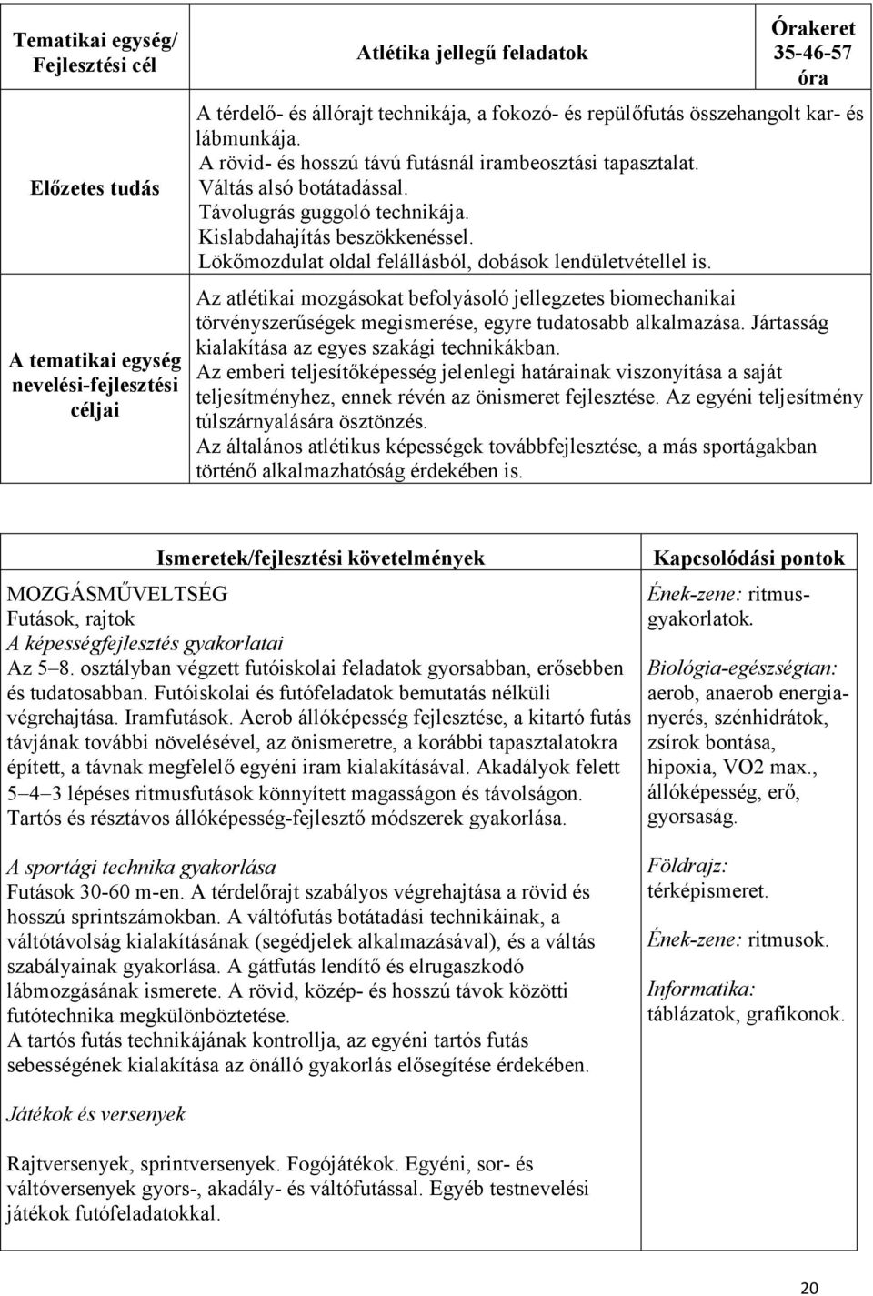 Lökőmozdulat oldal felállásból, dobások lendületvétellel is. Az atlétikai mozgásokat befolyásoló jellegzetes biomechanikai törvényszerűségek megismerése, egyre tudatosabb alkalmazása.