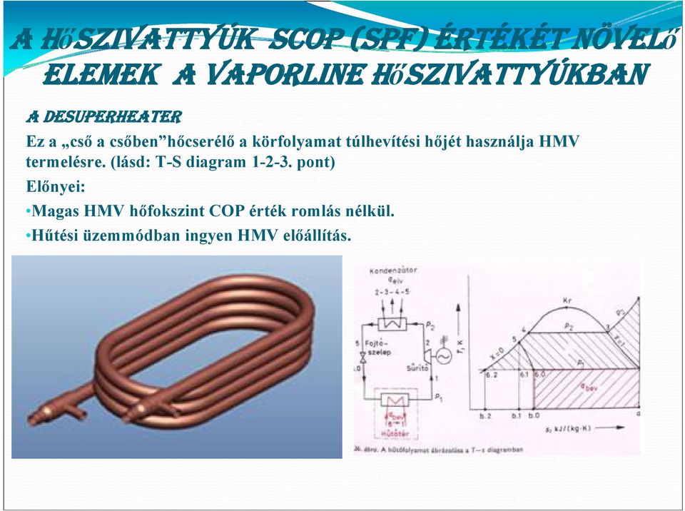 használja HMV termelésre. (lásd: T-S diagram 1-2-3.