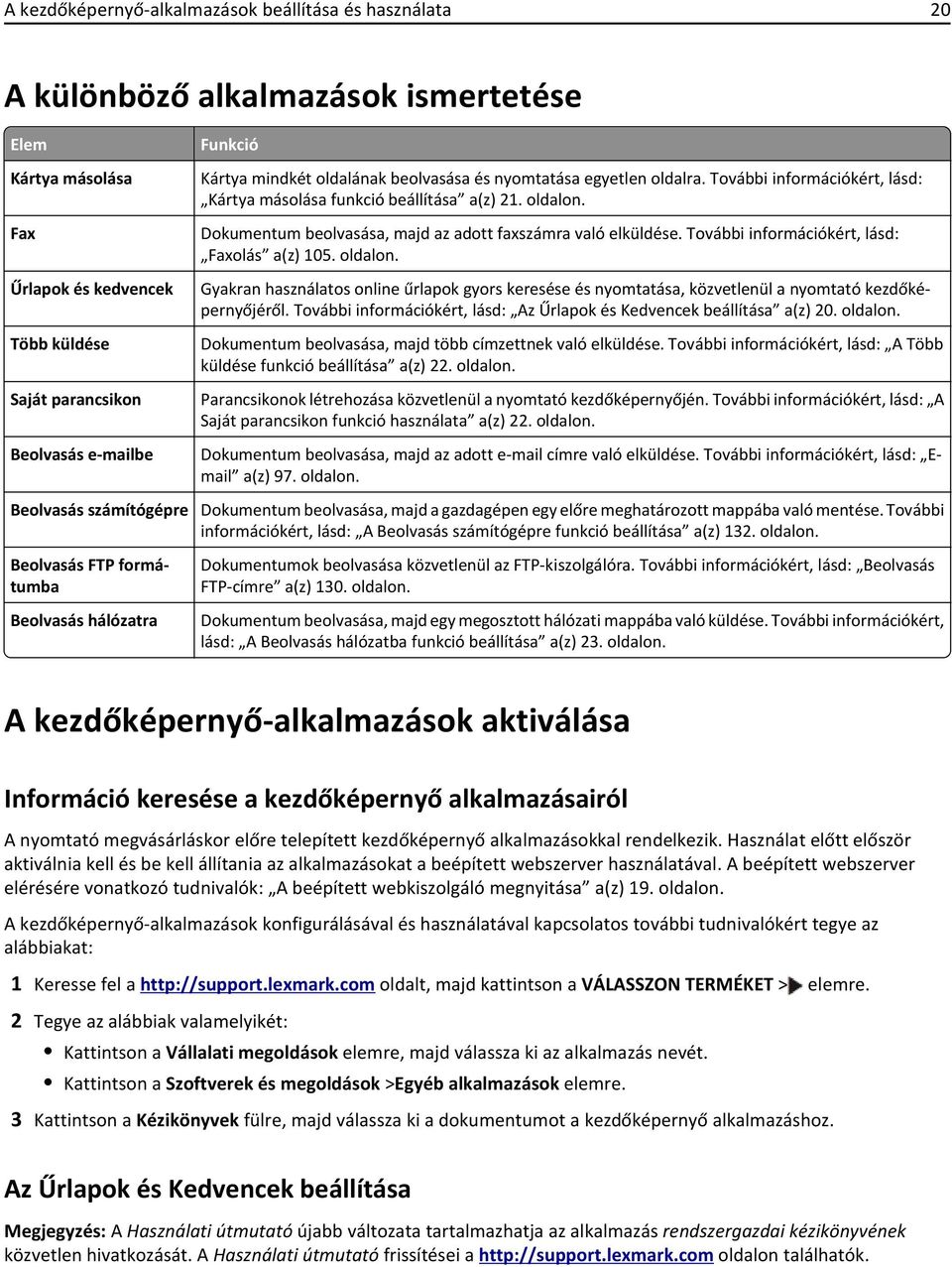 További információkért, lásd: Faxolás a(z) 105. oldalon. Gyakran használatos online űrlapok gyors keresése és nyomtatása, közvetlenül a nyomtató kezdőképernyőjéről.