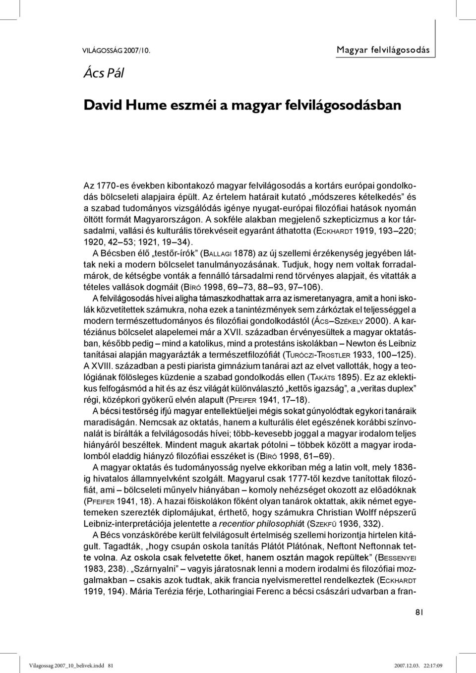 David Hume eszméi a magyar felvilágosodásban - PDF Ingyenes letöltés