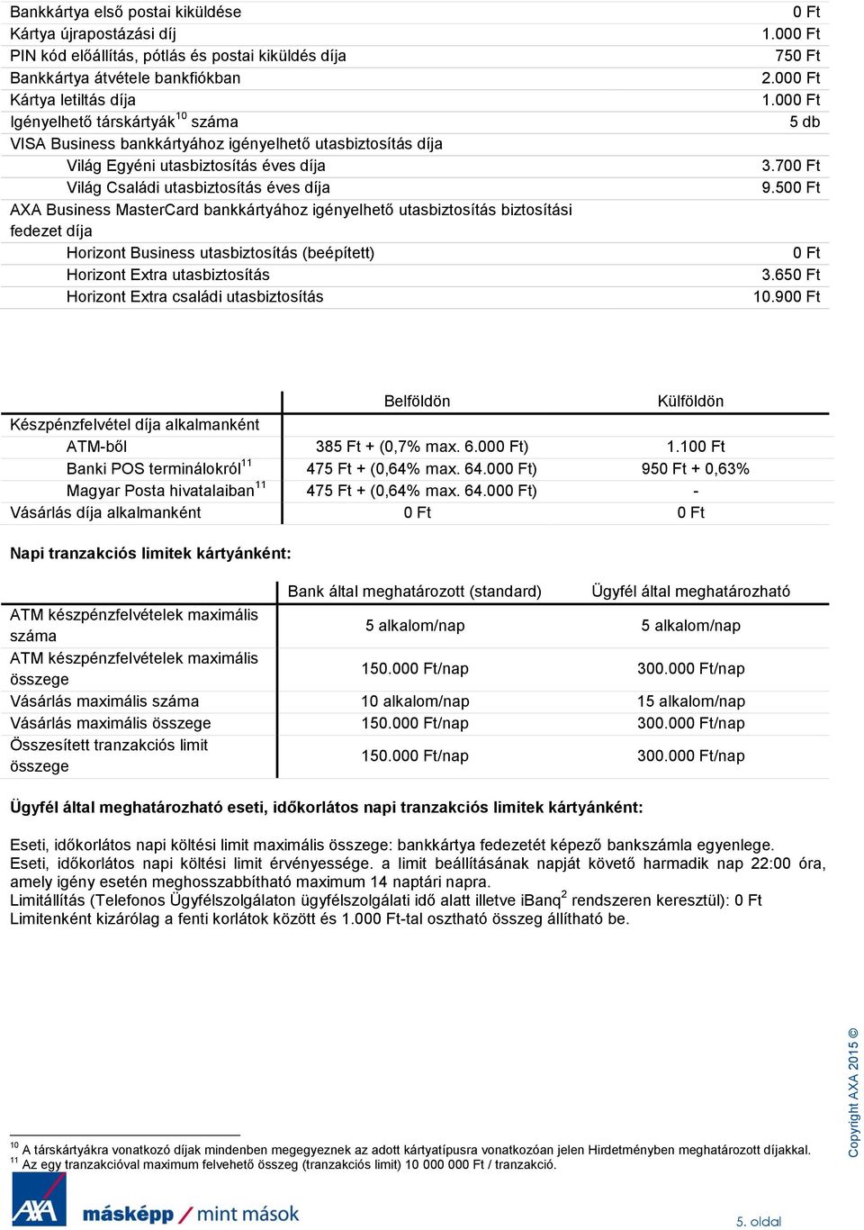 biztosítási fedezet díja Horizont Business utasbiztosítás (beépített) Horizont Extra utasbiztosítás Horizont Extra családi utasbiztosítás 1.00 75 2.00 1.00 5 db 3.70 9.50 3.65 10.