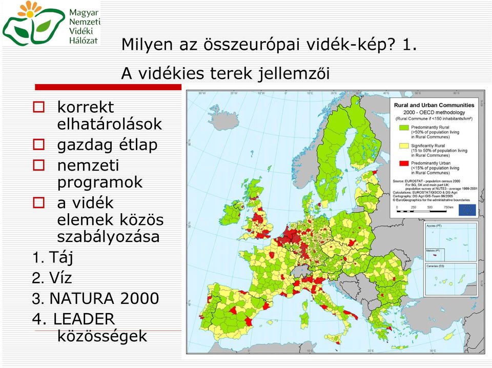 Táj 2. Víz 3. NATURA 2000 4.