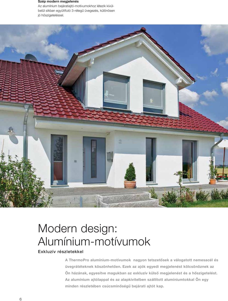 Modern design: Alumínium-motívumok Exkluzív részletekkel A ThermoPro alumínium-motívumok nagyon tetszetősek a válogatott nemesacél és