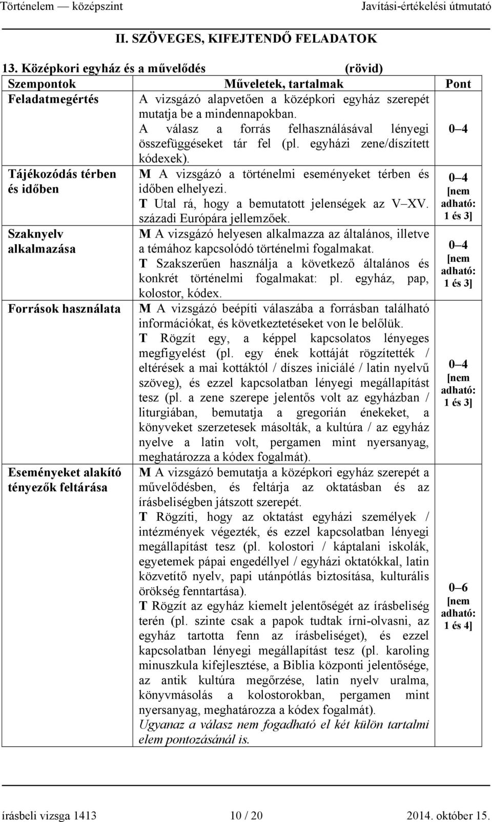 A válasz a forrás felhasználásával lényegi összefüggéseket tár fel (pl. egyházi zene/díszített kódexek).