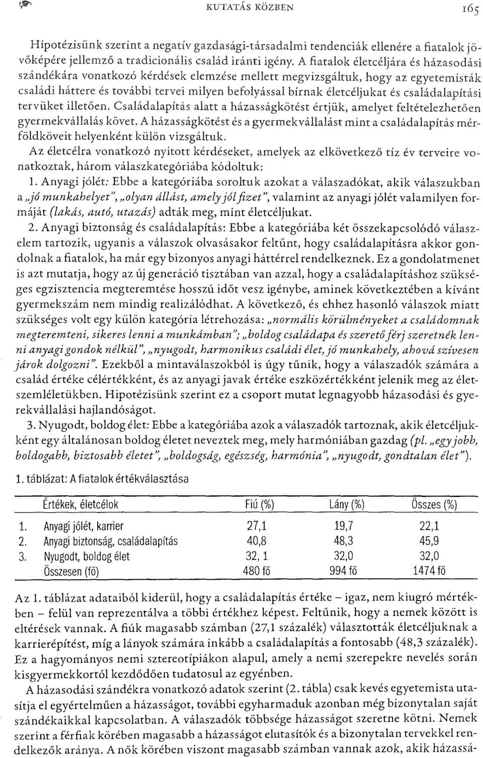 családalapítási tervüket illetően. Családalapítás alatt a házasságkötést értjük, amelyet feltételezhetően gyermekvállalás követ.