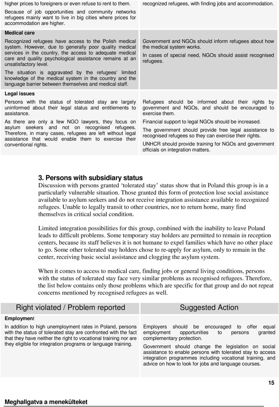 However, due to generally poor quality medical services in the country, the access to adequate medical care and quality psychological assistance remains at an unsatisfactory level.