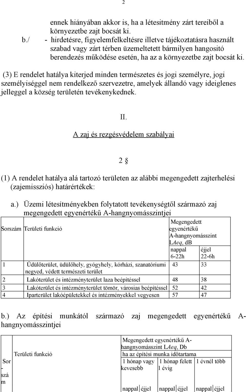 (3) E rendelet hatálya kiterjed minden természetes és jogi személyre, jogi személyiséggel nem rendelkező szervezetre, amelyek állandó vagy ideiglenes jelleggel a község területén tevékenykednek. II.