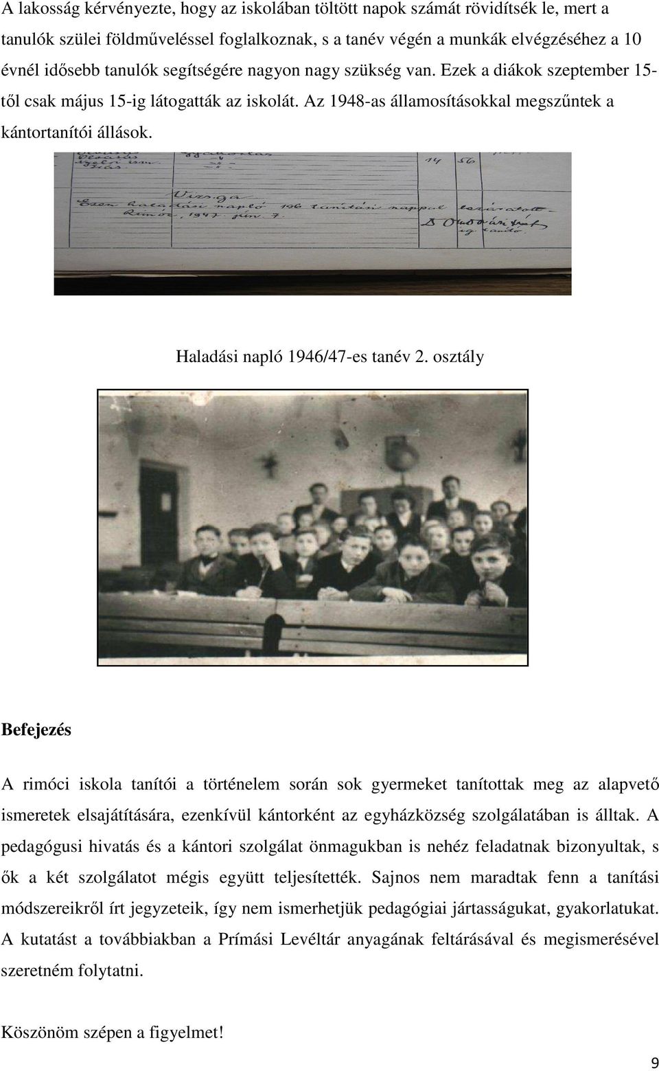 Haladási napló 1946/47-es tanév 2.