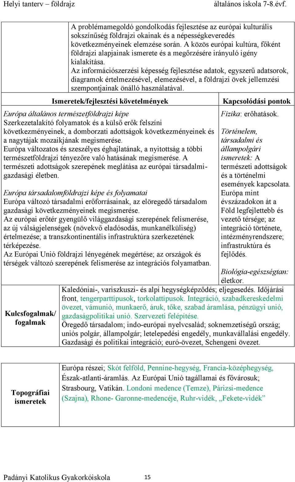 Az információszerzési képesség fejlesztése adatok, egyszerű adatsorok, diagramok értelmezésével, elemezésével, a földrajzi övek jellemzési szempontjainak önálló használatával.