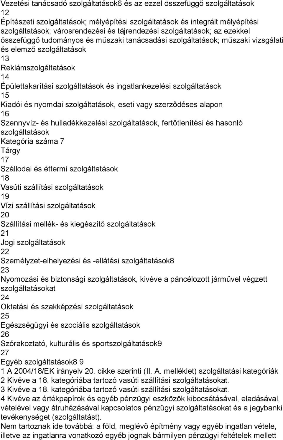 szolgáltatások és ingatlankezelési szolgáltatások 15 Kiadói és nyomdai szolgáltatások, eseti vagy szerződéses alapon 16 Szennyvíz- és hulladékkezelési szolgáltatások, fertőtlenítési és hasonló