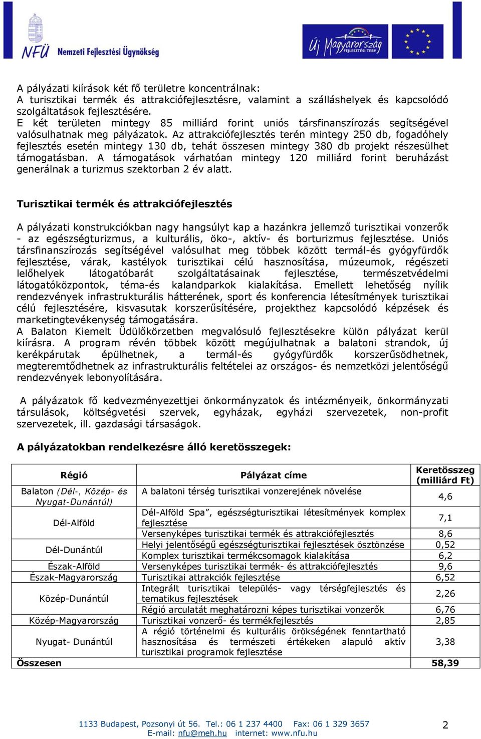 Az attrakciófejlesztés terén mintegy 250 db, fogadóhely fejlesztés esetén mintegy 130 db, tehát összesen mintegy 380 db projekt részesülhet támogatásban.