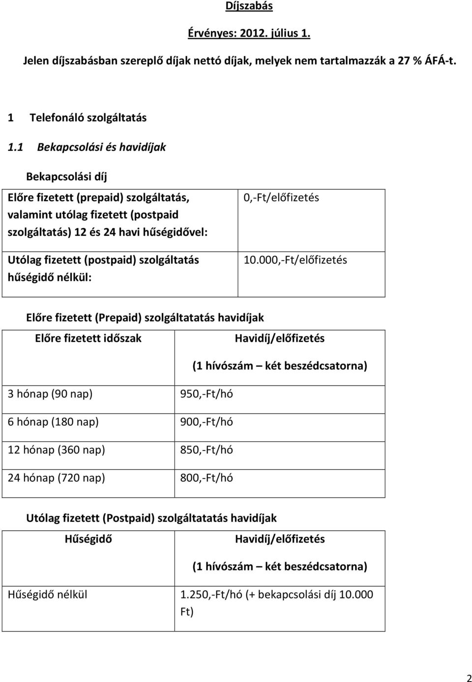 hűségidő nélkül: 0,-Ft/előfizetés 10.