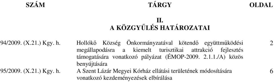 attrakció fejlesztés támogatására vonatkozó pályázat (ÉMOP-2009. 2.1.