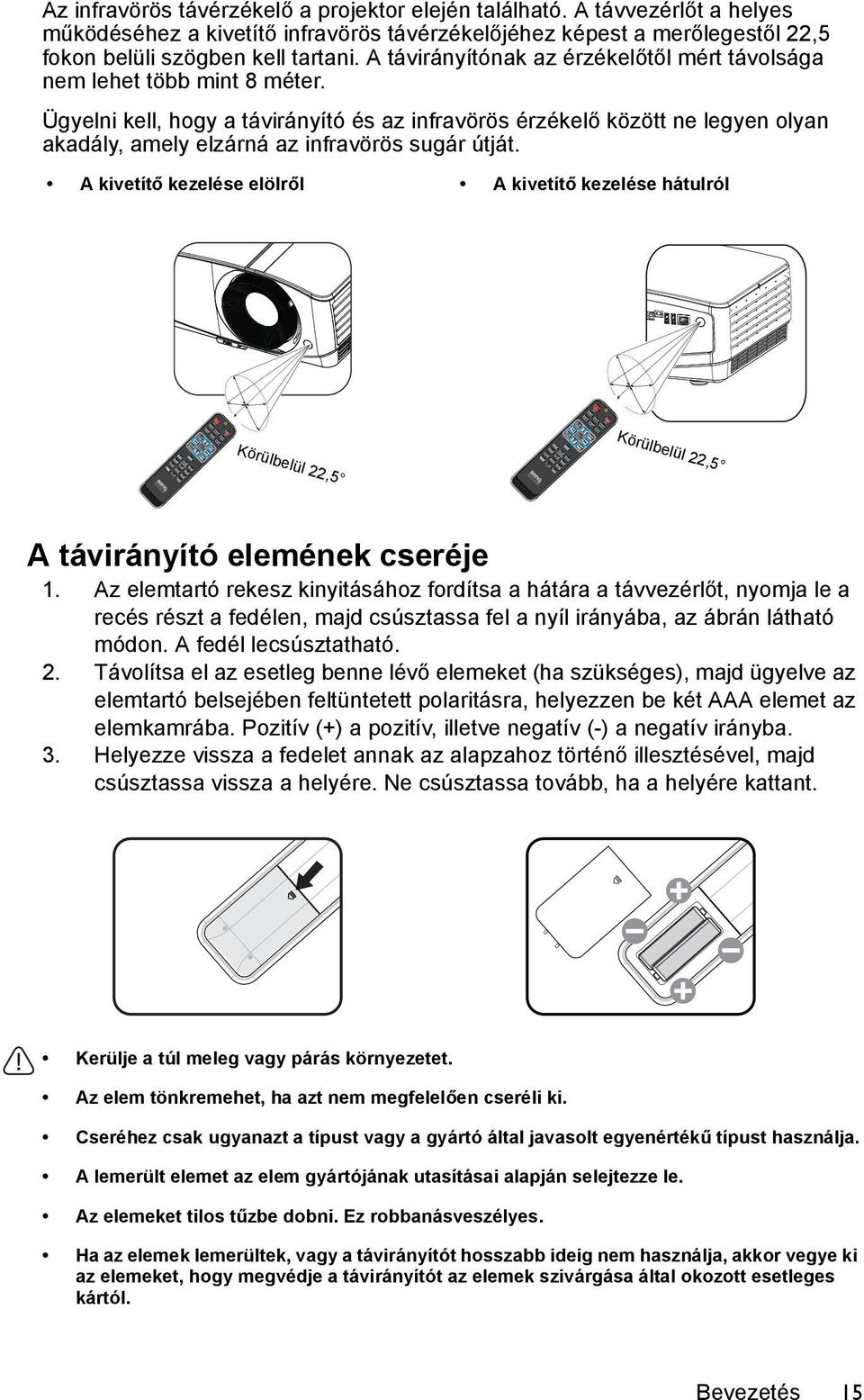 A távirányítónak az érzékelőtől mért távolsága nem lehet több mint 8 méter.