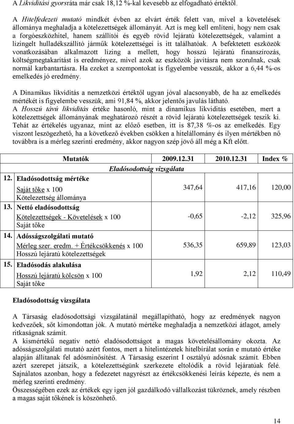 Azt is meg kell említeni, hogy nem csak a forgóeszközhitel, hanem szállítói és egyéb rövid lejáratú kötelezettségek, valamint a lízingelt hulladékszállító járműk kötelezettségei is itt találhatóak.
